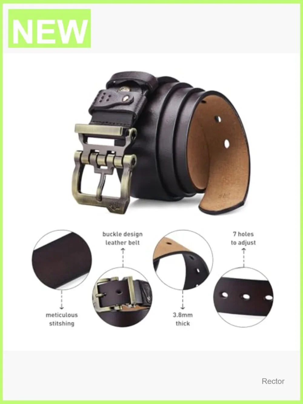 Men's Genuine Leather Dress Belt Classic Heavy Duty Buckle Casual for Jeans